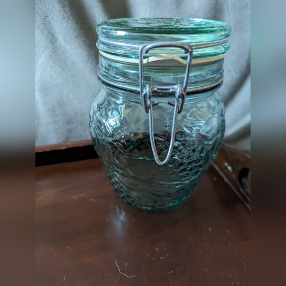 VTG. Libby Glass Embossed Flip Top Canisters with Ring Canada Set of 3 - Picture 8 of 10